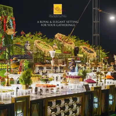 A truly royal and elegant setting for your gatherings. This expansive dessert and fruit buffet showcases our ability to create lavish, visually stunning food displays that become the centerpiece of any celebration.