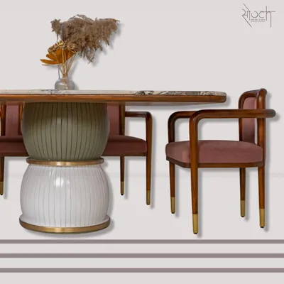 The 'Damru' dining table paired with the 'Svelte' chairs creates an ideal dining set. This combination showcases my philosophy of creating furniture that is unique, functional, and beautiful.