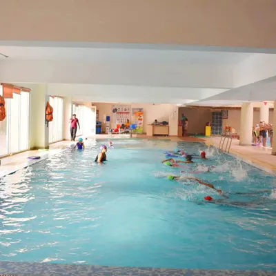 A view of one of our training sessions. With clear lane lines, swimmers can focus on their laps and technique without interruption. This is proper swim training.