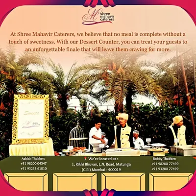 My dessert counters are designed to be an unforgettable finale. This image showcases a beautiful setup for Indian sweets, staffed by my professional team to ensure an elegant and delightful experience for your guests.