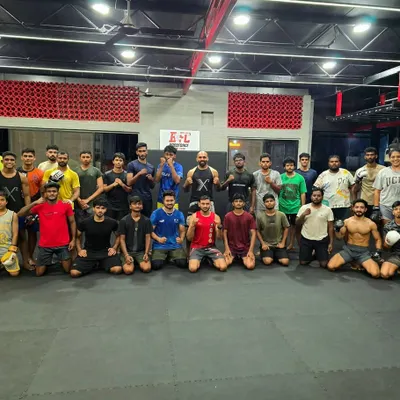 The entire team together after a hard training session. This is the family you gain when you join Bodyforce Fight Club.