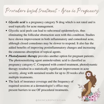 Managing acne during pregnancy requires special care, as many common treatments are not safe. This guide outlines procedure-based options like Glycolic acid peels that can be safely used to manage acne while expecting.