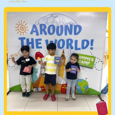 Our "Around the World" summer camp kicked off with a trip to China. Here are our little explorers with their passports and handmade airplanes, ready to "fly" to their first destination and discover new cultures.