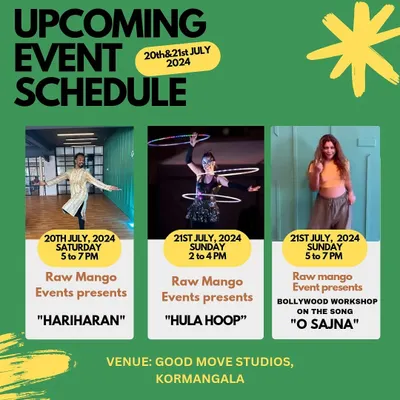 Our workshops cover a wide range of styles, including unique ones like Hula Hoop. It's a fun and challenging way to improve coordination and core strength while learning a new skill.