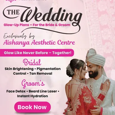 Your wedding glow-up starts here. I offer specialized pre-wedding packages for both brides and grooms, including skin brightening, facials, and laser hair reduction for a flawless look on your special day. Let's plan your journey to radiant skin together.
