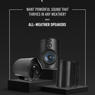 We present the Polk Audio All-Weather series, a collection of speakers built to endure and engineered to dominate any outdoor environment. This range offers versatile solutions to bring powerful, high-fidelity sound to your open-air spaces.
