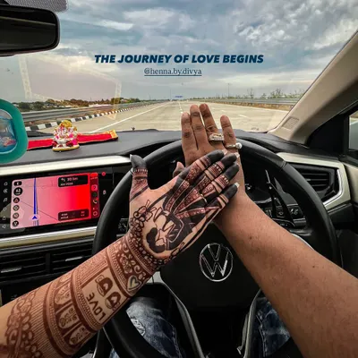 Stain goals! This creative shot captures the beautiful, dark stain of a bridal mehendi as the couple begins their journey together.
