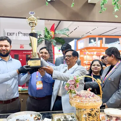 I am beyond blessed to be named the winner of the Best Packaging and Sweets Award. This photo captures the moment my team and I received the trophy at the 7th World Mithai Namkeen Convention & Expo.