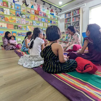 A quiet, focused moment from our June Kannada Book Club. It's so heartwarming to see children engaging deeply with stories in their mother tongue.