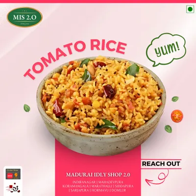 Our Tomato Rice is tangy, vibrant, and full of flavor. Made with ripe tomatoes, herbs, and spices, it's a simple yet delicious meal that tantalizes the taste buds.