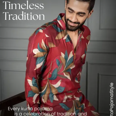 Grace stitched in tradition, styled for today. This printed maroon kurta pajama speaks of heritage and sophistication, tailored for the modern man.