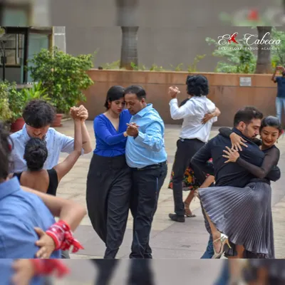 A wide shot of our Tango flash mob at UB City. It was a fantastic experience to bring Argentine Tango to a public space and share it with an unexpected audience.