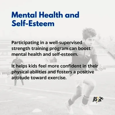 A well-supervised strength training program does more than build muscle; it boosts mental health and self-esteem in young athletes. This image highlights how our youth programs help kids feel more confident in their physical abilities and foster a positive, lifelong attitude toward exercise and well-being.