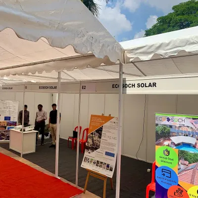 A view of our booth at the BAF Apartment Habba. We regularly participate in community events to make ourselves available to apartment residents and management committees who are exploring solar and EV charging solutions.