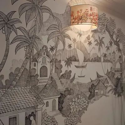 Take your art to a larger scale with our wall mural classes. This intricate pen-and-ink style mural shows the kind of impressive, large-format artwork you can learn to create with our guidance.