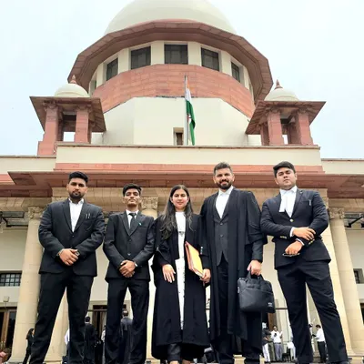 A proud moment standing with my team of junior advocates in front of the Supreme Court of India. This is the ultimate destination for many in our profession, and it is achievable with the right guidance and relentless effort.