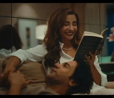 A beautiful scene from the Tanishq 'A Soulmate Story' film. I styled Patralekhaa in a simple white shirt to ensure her delicate gold necklace would be the focal point as she shares a quiet moment with Rajkummar Rao.