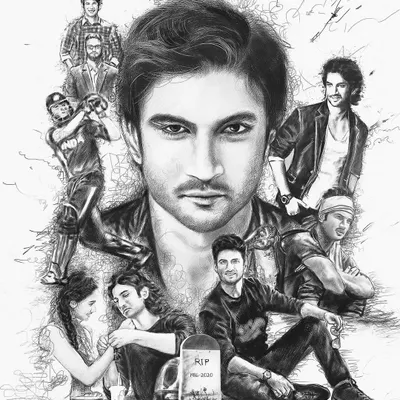 A tribute drawing I made for Sushant Singh Rajput. This collage combines several of his iconic roles and moments into one piece to celebrate his journey and talent.