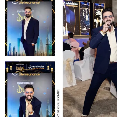 My Dubai debut hosting the "Stars of Excellence" awards for Edelweiss Life Insurance. This collage captures the formal and fun parts of the evening.