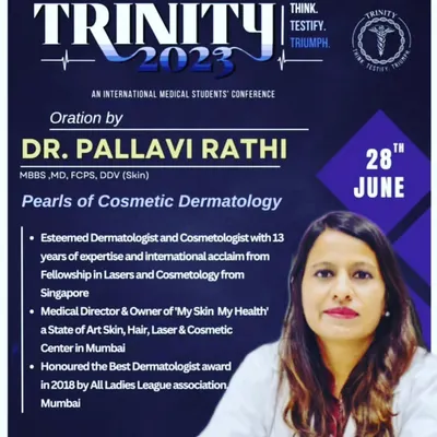 I was honored to be invited as a speaker at the Trinity 2023 International Medical Students' Conference. Sharing my knowledge on the 'Pearls of Cosmetic Dermatology' with the next generation of medical professionals is a responsibility I take seriously, reflecting my commitment to advancing evidence-based dermatological care.
