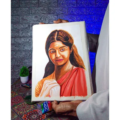 An example of my work with color, showing a portrait done with paints. While I specialize in graphite, I also explore other mediums.