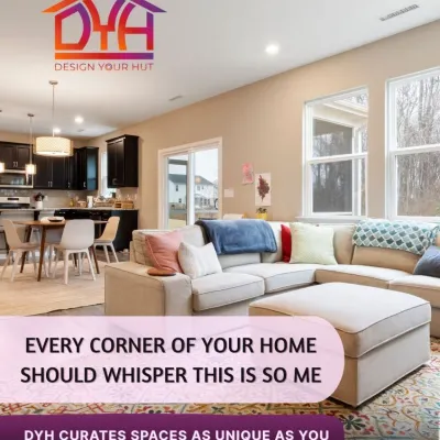 Every corner of your home should whisper, "this is so me." This open-concept living space is curated to be as unique as its owner, with a comfortable L-shaped sofa, pops of color, and large windows that flood the room with natural light.