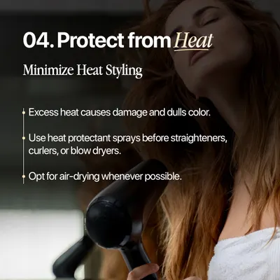 Heat styling is a major cause of hair damage and color fading. I recommend using a heat protectant spray before using any styling tools and opting for air-drying whenever possible to maintain your hair's health.