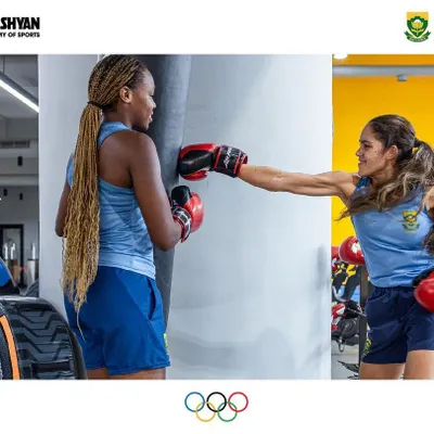 Members of the South African Women's Field Hockey Team, who are qualified for the Paris 2024 Olympics, engage in a boxing session as part of their cross-training at our facility.
