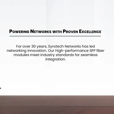 For over 30 years, we have led networking innovation. This graphic highlights our commitment to proven excellence, with high-performance SFP fiber modules that meet industry standards for seamless integration and are proudly Made in India.