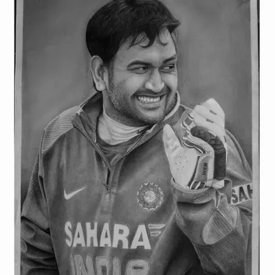 My tribute to the legend, MS Dhoni. I wanted to capture his iconic, calm smile. This is for all the Mahi fans out there.