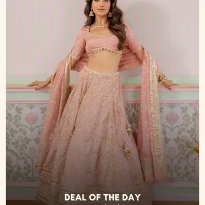 Pretty in pink. This Anton Pink Lehenga is what bridesmaid dreams are made of. It's lightweight, easy to move in, and the delicate embroidery gives it that extra touch of glam for a sangeet or wedding day.