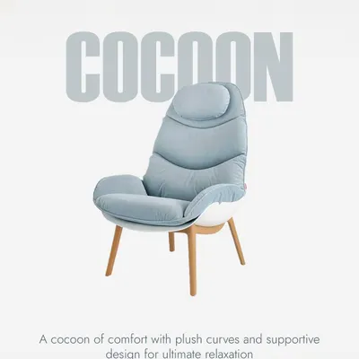 Retreat into our 'Cocoon' lounge chair. We designed it with plush curves, generous cushioning, and a supportive high back to create a cocoon of comfort for ultimate relaxation in any lounge or waiting area.