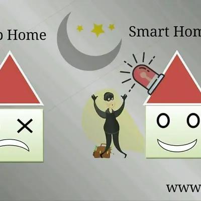 This simple graphic shows the difference our system makes. A standard home is vulnerable, but a smart home equipped with our intruder alarm system actively protects you by detecting threats and sounding an alarm, stopping potential burglars in their tracks.