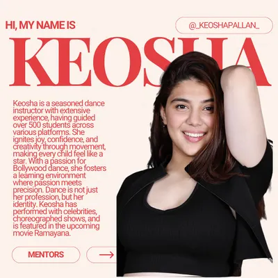 Meet Keosha, a seasoned instructor with a passion for Bollywood dance who has guided over 500 students and performed with celebrities.