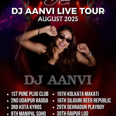 My official live tour poster for August 2025, showcasing a packed schedule across India from Pune to Goa to Kolkata. This highlights my demand as a touring artist across the nation.