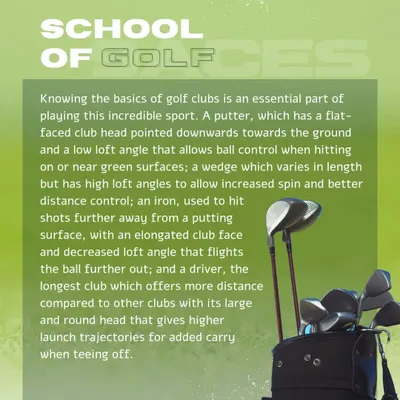 A basic overview of the main club types. We cover the putter, wedge, iron, and driver, explaining the core function of each to help you build a foundational understanding of your golf equipment.