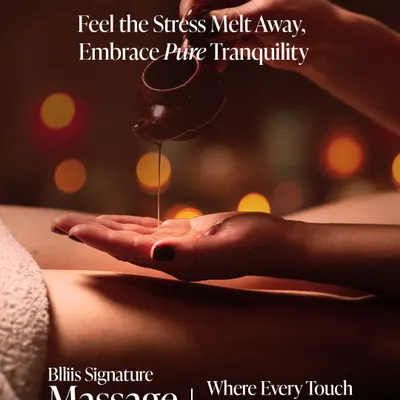 Our Blliis Signature Massage is designed to help you feel the stress melt away and embrace pure tranquility. In this treatment, every touch heals and restores, as warm oil is expertly applied to soothe your body.