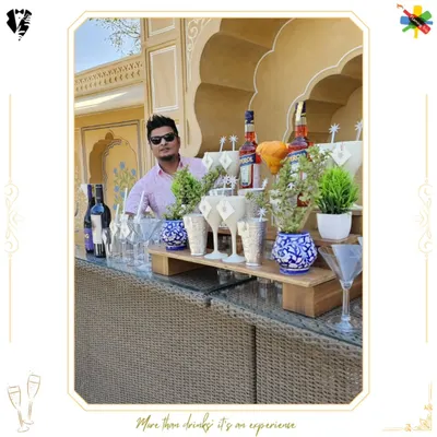 A stylish bar setup for a brunch event, showcasing our creative use of glassware and fresh garnishes.