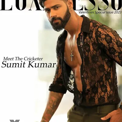 The Valentine's special cover for Luxpresso Magazine, featuring cricketer Sumit Kumar. This shoot was designed to present a strong, stylish, and modern male image for a feature story.