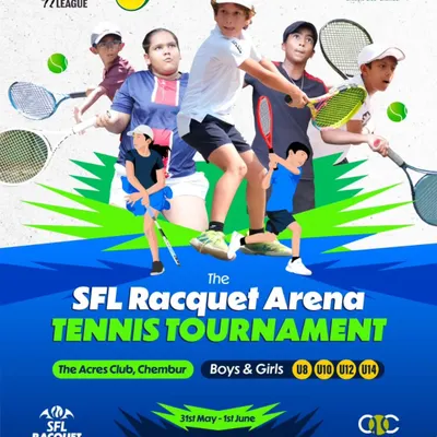 Announcing the SFL Racquet Arena Tennis Tournament for boys and girls in U8, U10, U12, and U14 categories. Register now to secure your spot.