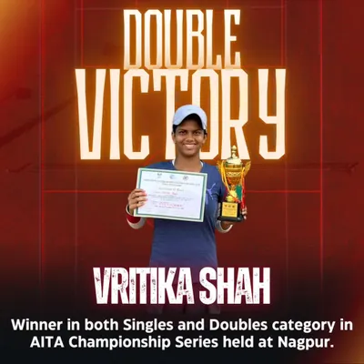 Double the glory, double the pride. We congratulate our student Vritika Shah for winning both the Singles and Doubles titles at the AITA Championship Series in Nagpur without dropping a single set.