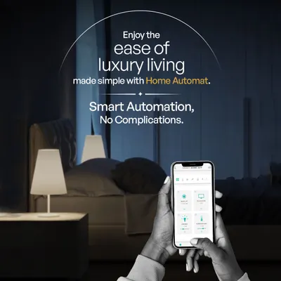 We make luxury living simple with intuitive controls. This image shows how you can manage your bedroom's ambiance, from lighting to climate, directly from your smartphone for an effortless experience.