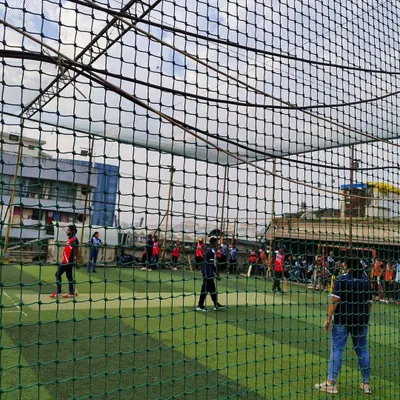 A view of the action at a cricket tournament I had the pleasure of hosting. Even on the sports field, my job is to keep the energy up and the audience engaged.
