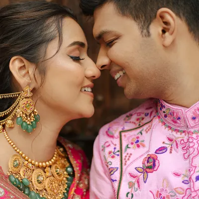 A beautiful close-up capturing the intimate connection between the bride and groom. These are the quiet, unscripted moments that tell the most powerful stories.