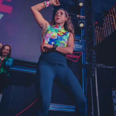 Striking a pose during 'The Boys' Zumba Masterclass in Bangalore. The energy from the crowd was absolutely incredible, and it was an honor to be a presenter at such a prestigious event.