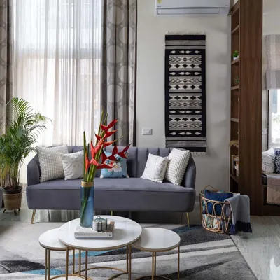 This living room from the Lakshya project blends contemporary lines with the relaxed warmth of California casual style. The neutral palette, soft textures, and abundant natural light create an airy and sophisticated space.