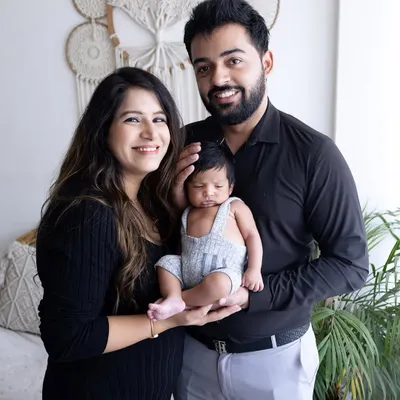 The perfect first family portrait. I pose parents with their newborn in a way that feels natural and comfortable, capturing the joy and love of this special time.