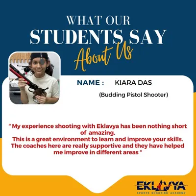"My experience shooting with Eklavya has been nothing short of amazing." We are delighted to share this feedback from Kiara Das, a budding pistol shooter in our program.