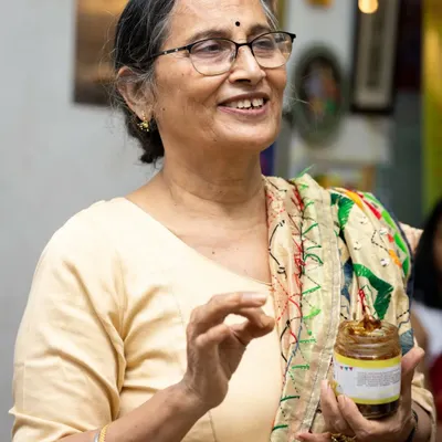 This is me, holding a jar of my homemade pickle. It brings me so much joy to share the flavours I grew up with, made the right way without any shortcuts.
