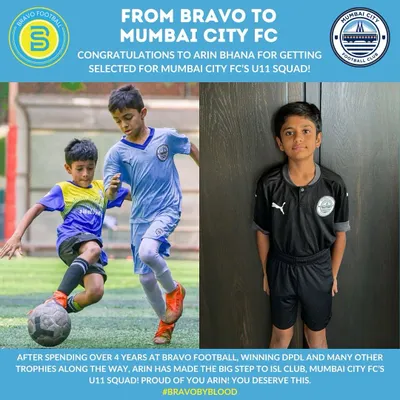 From Bravo to Mumbai City FC. After 4 years with us, Arin Bhana has made the big step to an ISL club's U11 squad. We are so proud of you, Arin.